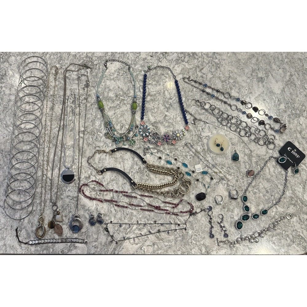 VTG TO NOW ESTATE JEWELRY LOT OF 40+ Pieces Lia Sophia Designer Gaudy Y2K